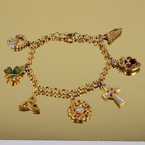 Vintage Brooks And Bentley Irish Blessings Charm Bracelet 8 In Lobster Clasp